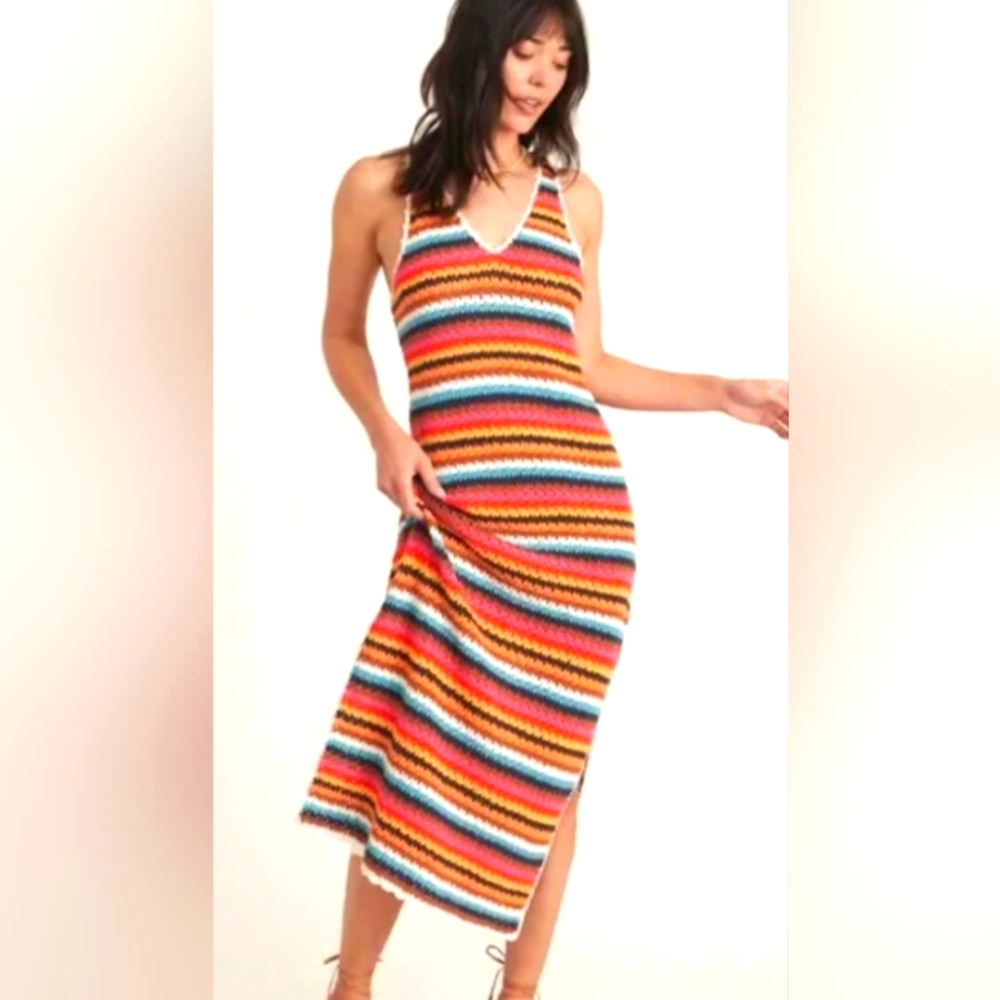 Marine Layer Viv Crochet Dress in Multi Stripe